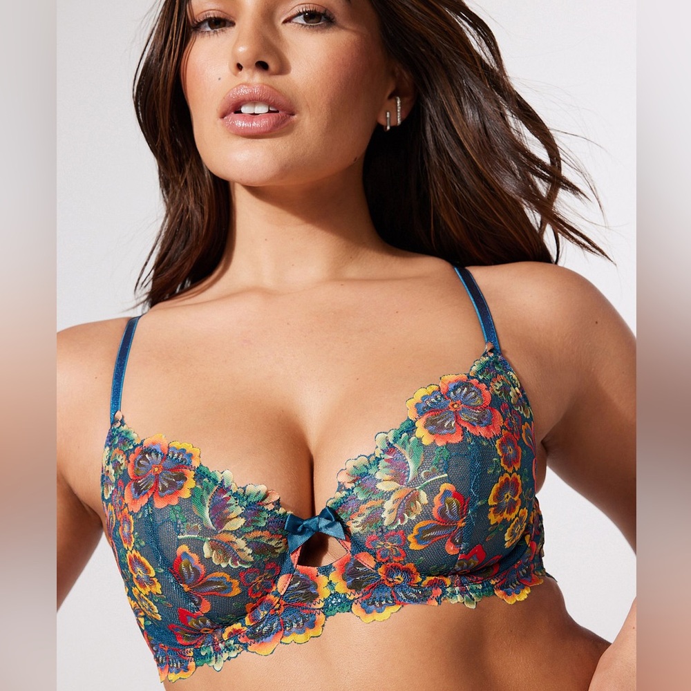 Savage X Fenty Multicolor Floral Lace Bra NWOT